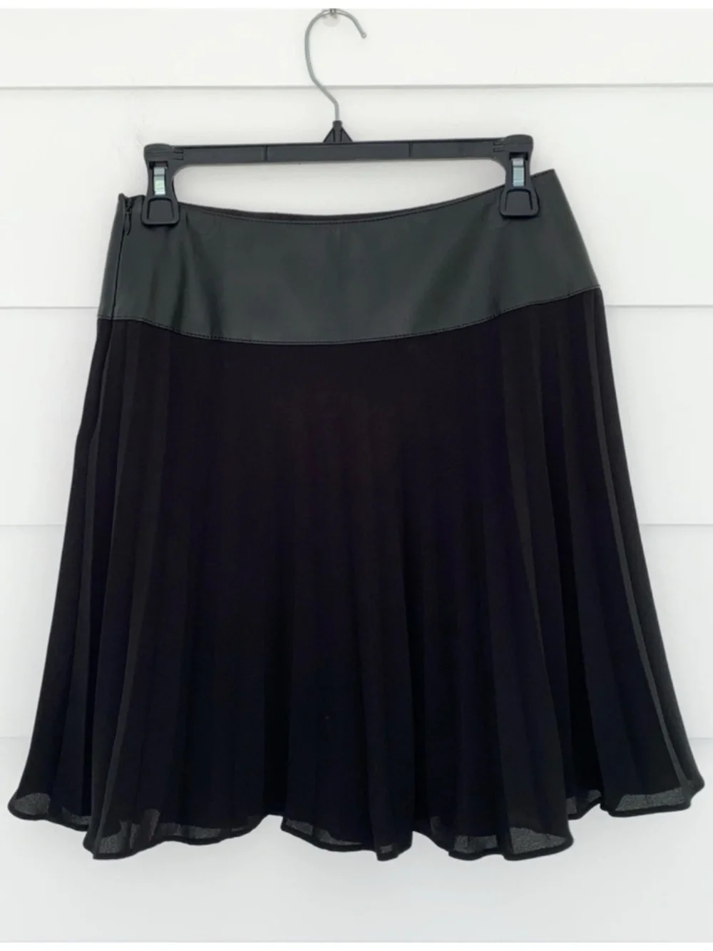 Y2K Escada Pleated Skirt with Faux Leather 34